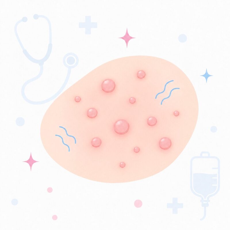 慢性蕁麻疹・かゆみ・皮膚アレルギーのイメージイラスト